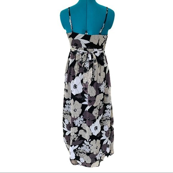 Floral Strappy Maxi Dress Womens size Small V-neck Tie back Beaded Sequins - Picture 2 of 14